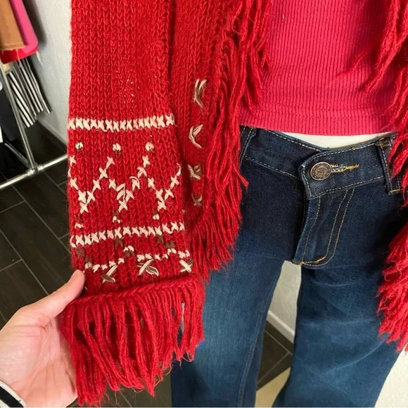 Y2K Vtg Boho Fringe Cardigan ASO Mary kate and Ashely Olsen - Picture 4 of 5